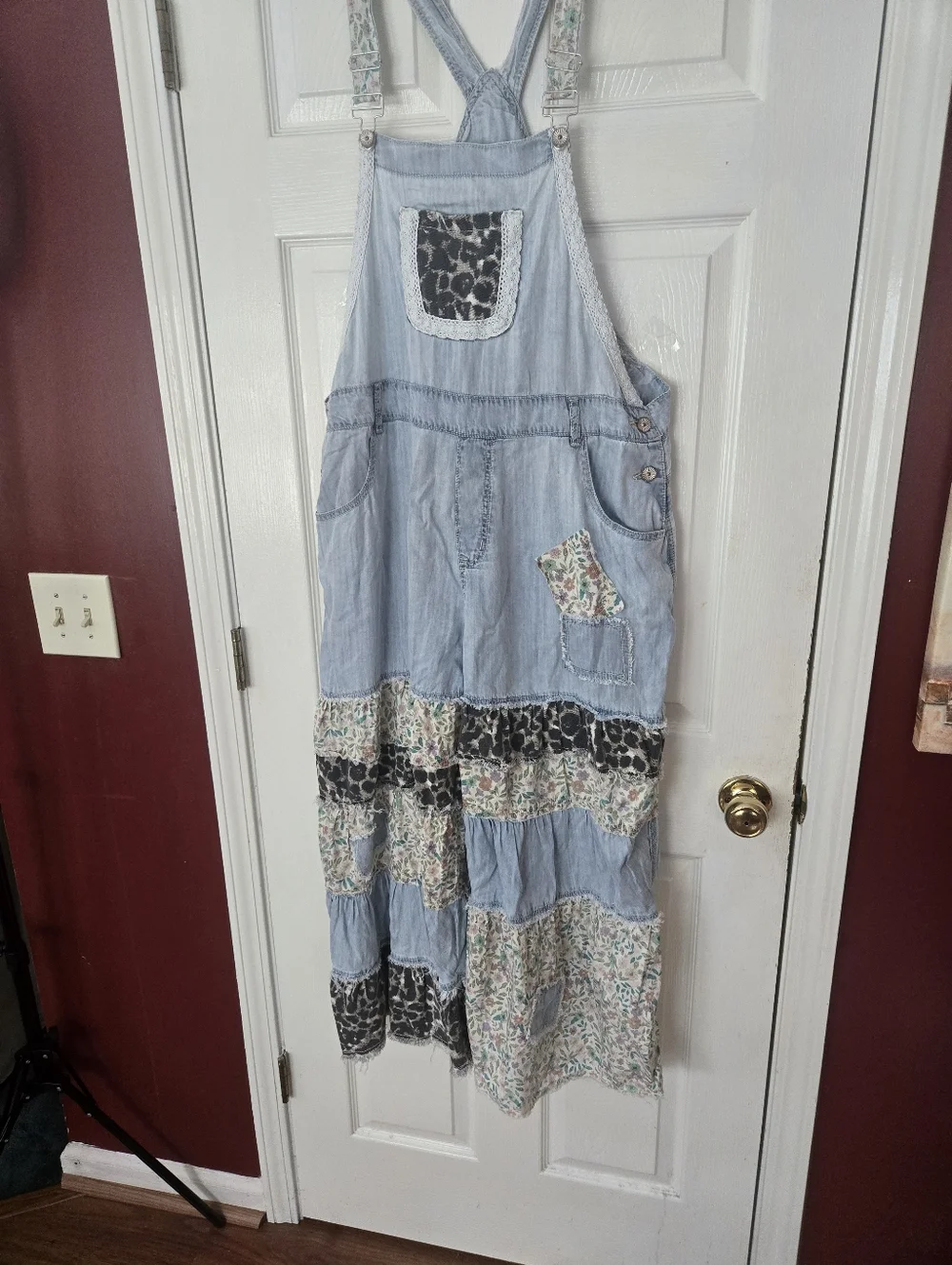 POL Mixed Print Ruffle Wide Leg Overall - Picture 6 of 6